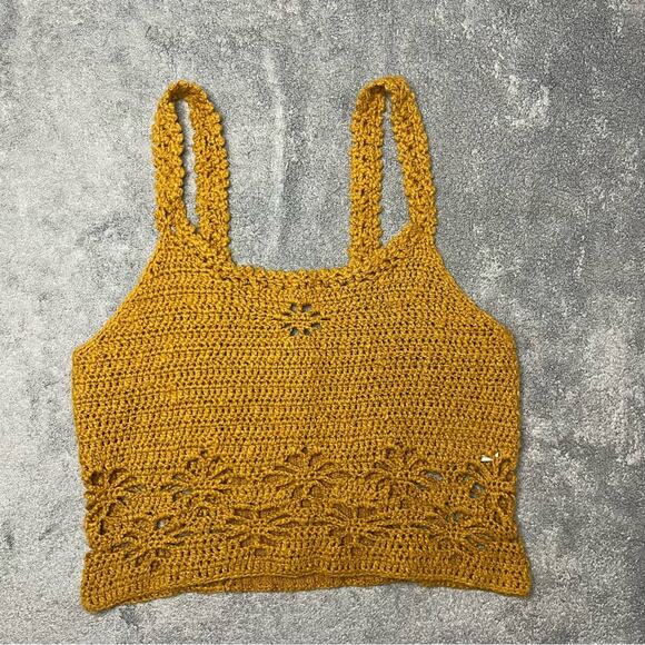 American Eagle Outfitters Mustard Crochet Tank Top - Picture 2 of 9